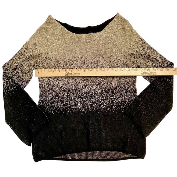 WHBM Black & Gold Metallic Ombre Lurex Pullover Sweater Size Small ✨🖤🥂 - Picture 6 of 12
